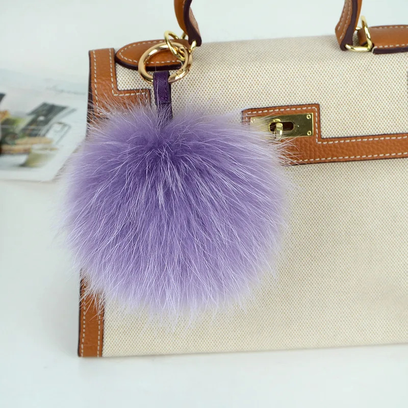 15cm Large Soft Real Raccoon Fur Ball Key Chains Fluffy Pompom Keychain Keyring Car Bag Accessory 250626