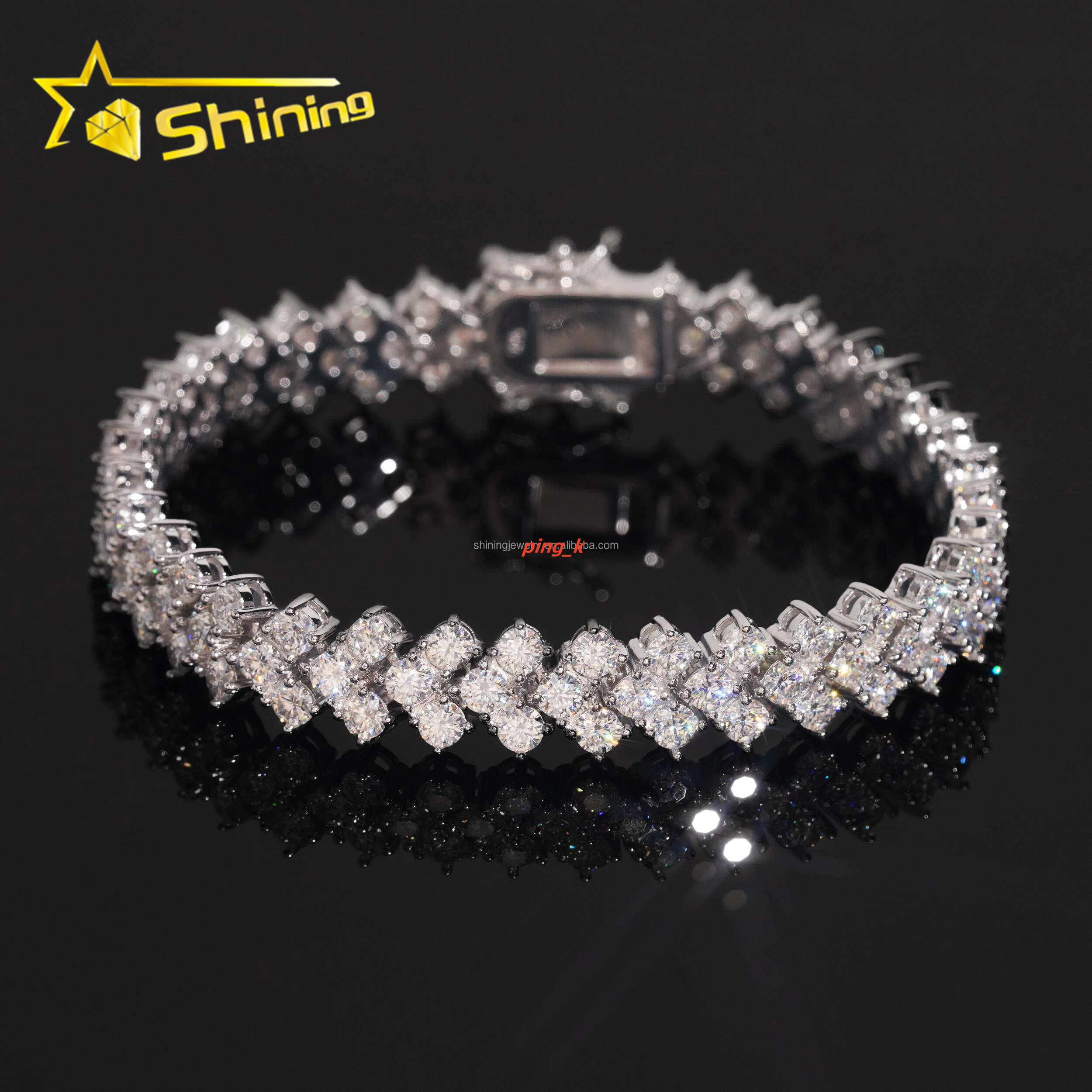 New Design Elegant Women Jewelry S925 Solid Silver Hip Hop Jewelry VVS1 Moissanite Diamond GRA Certificate Tennis Bracelet