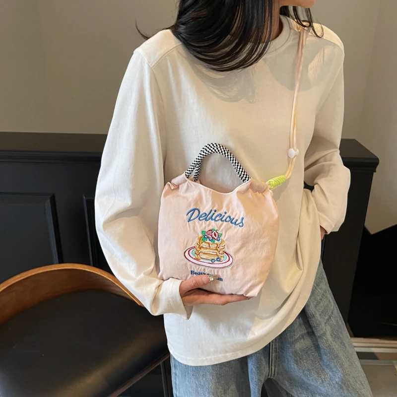 Mini Niche Shopping Bag Nylon Embroidered Handbag 2025 Summer New Lightweight Shopping Crossbody Mobile Phone Bag XJ250627