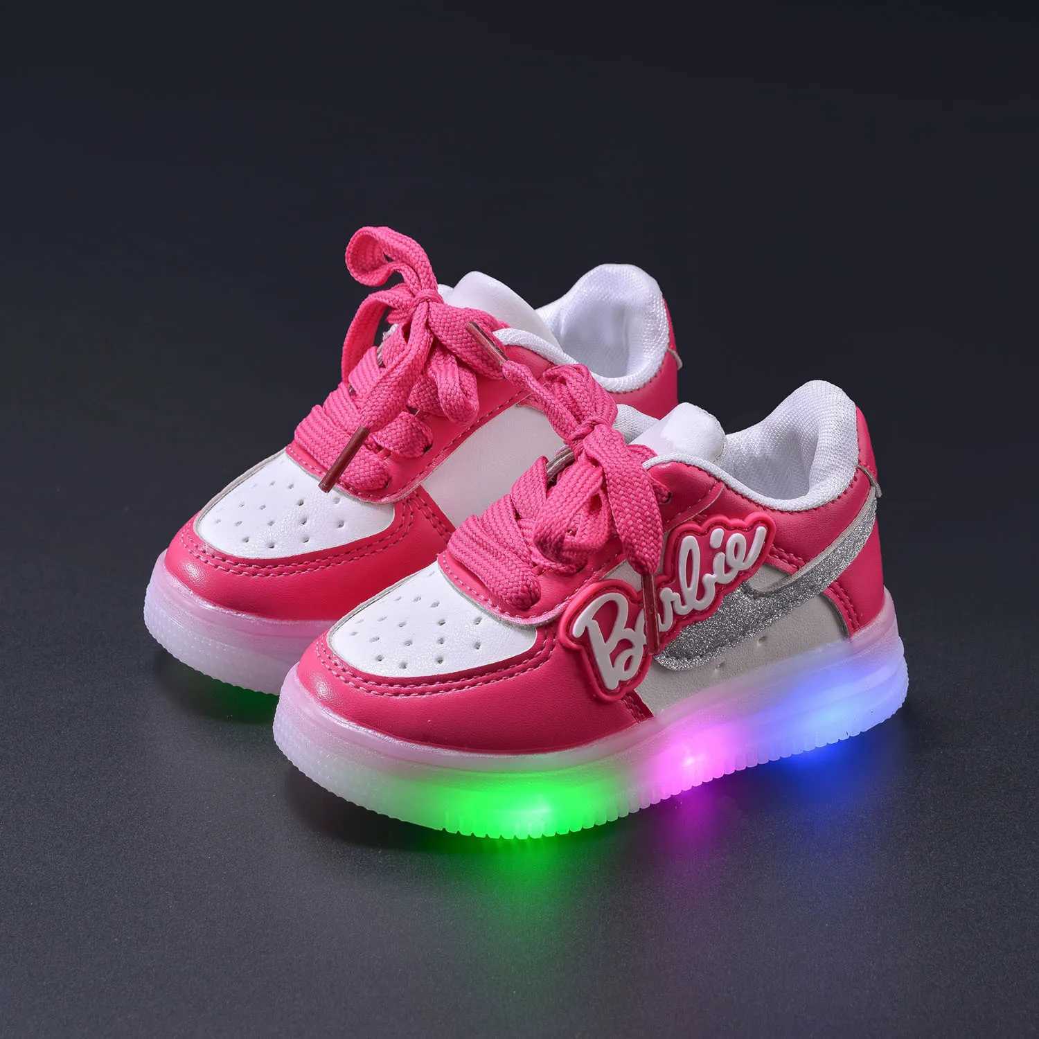 Girls Light-Emitting Sneakers Board Shoes Breathable Leather Casual Shoes Fashion LED Shine Running Shoes XJ250628