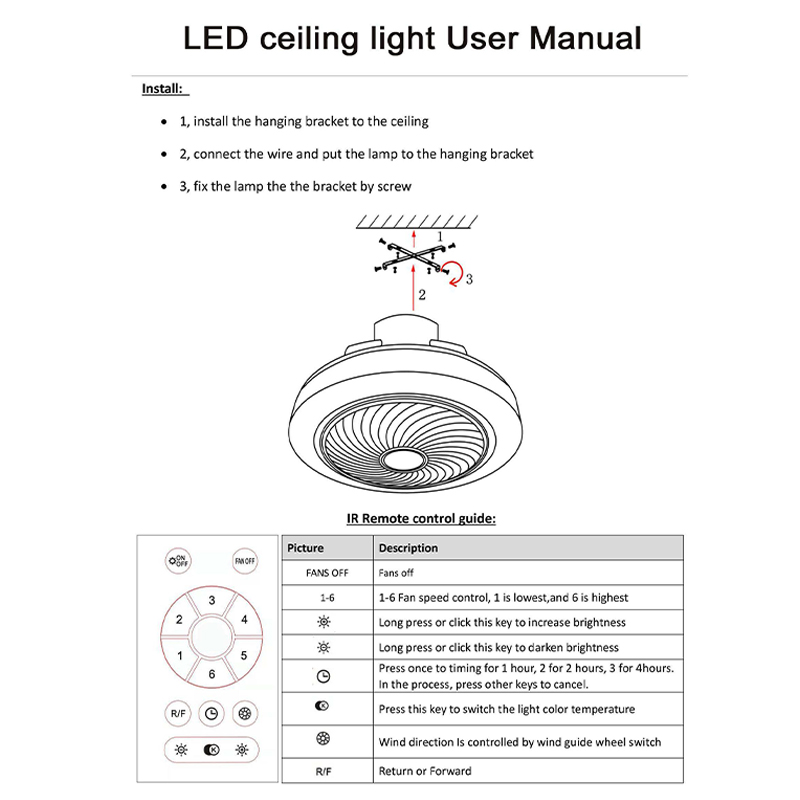 Decorative Round Ceiling Light - 3 Colors, Remote, Scandinavian Style