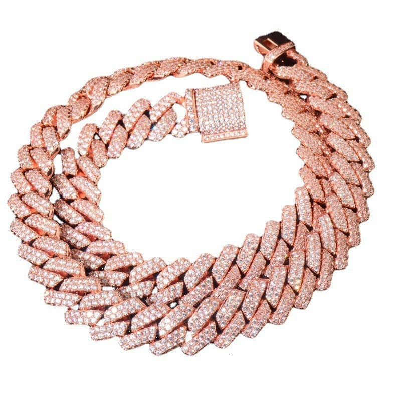 14mm Luxury VVS Moissanite Iced Out Hip Hop Rhombus Cuban Chain Edgy Bling Multi-Size Statement Jewelry Pass the diamond tester