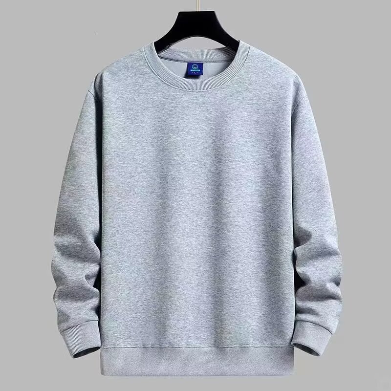 New Men's Crewneck Sweatshirt Autumn Winter Trendy Brand Solid Color Versatile Casual Loose Hoodless Pullover Base Shirt