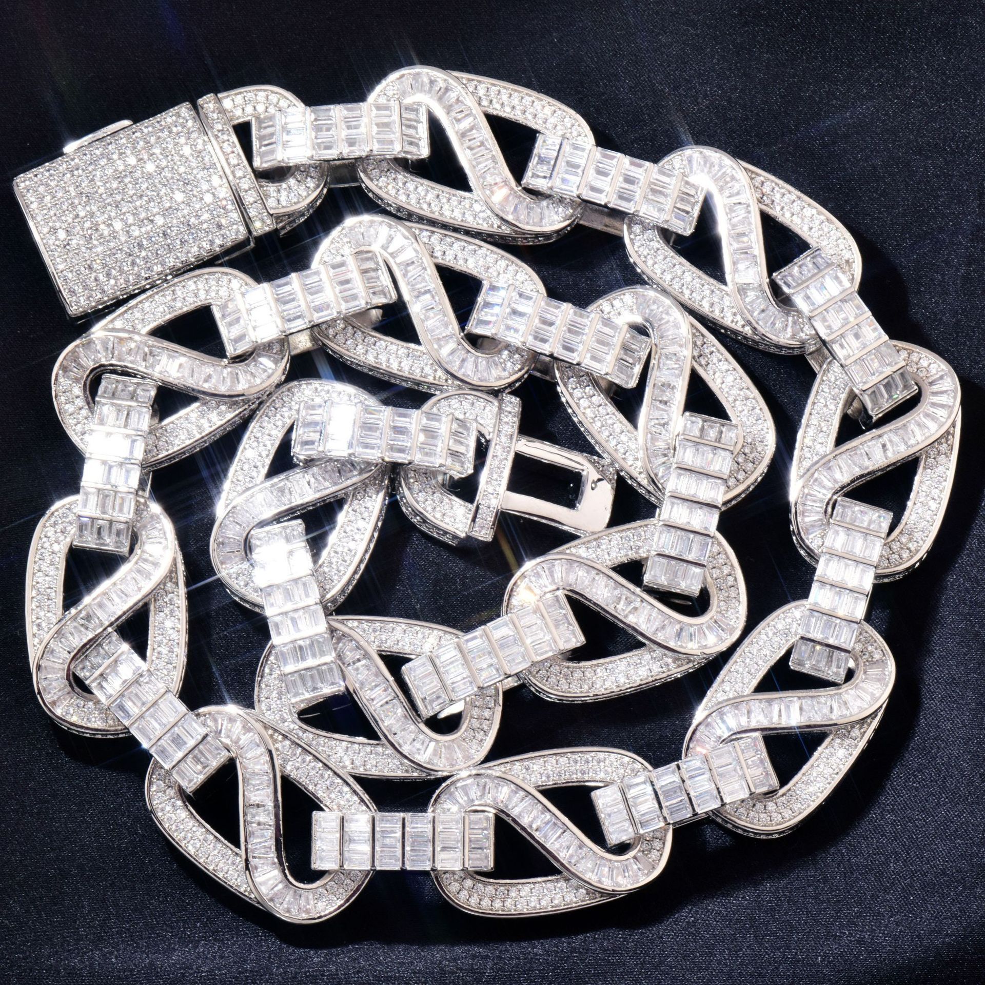 18MM Luxury VVS Moissanite Iced Out Hip Hop Trendy Brand Men's Full Diamond Necklace Bracelet Set Edgy Statement Jewelry Pass the diamond tester