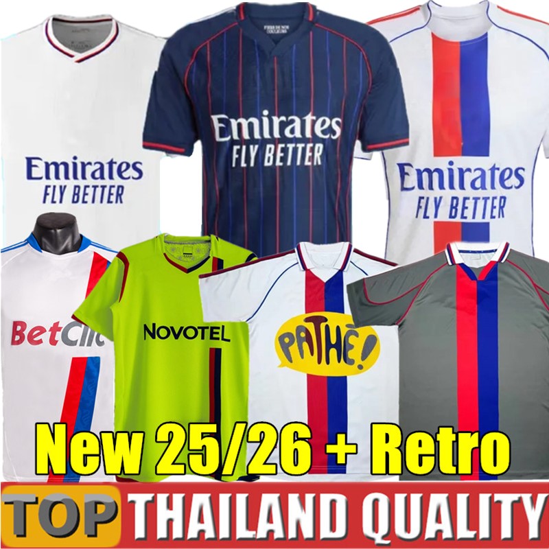 2025 Lyon 75 Years Anniversary Maillot de foot DEMBELE Soccer JerseyS Lyonnais CAQUERET OL AOUAR football shirt Retro 95 96 00 01 08 09 10 11 vintage classic man kids kit