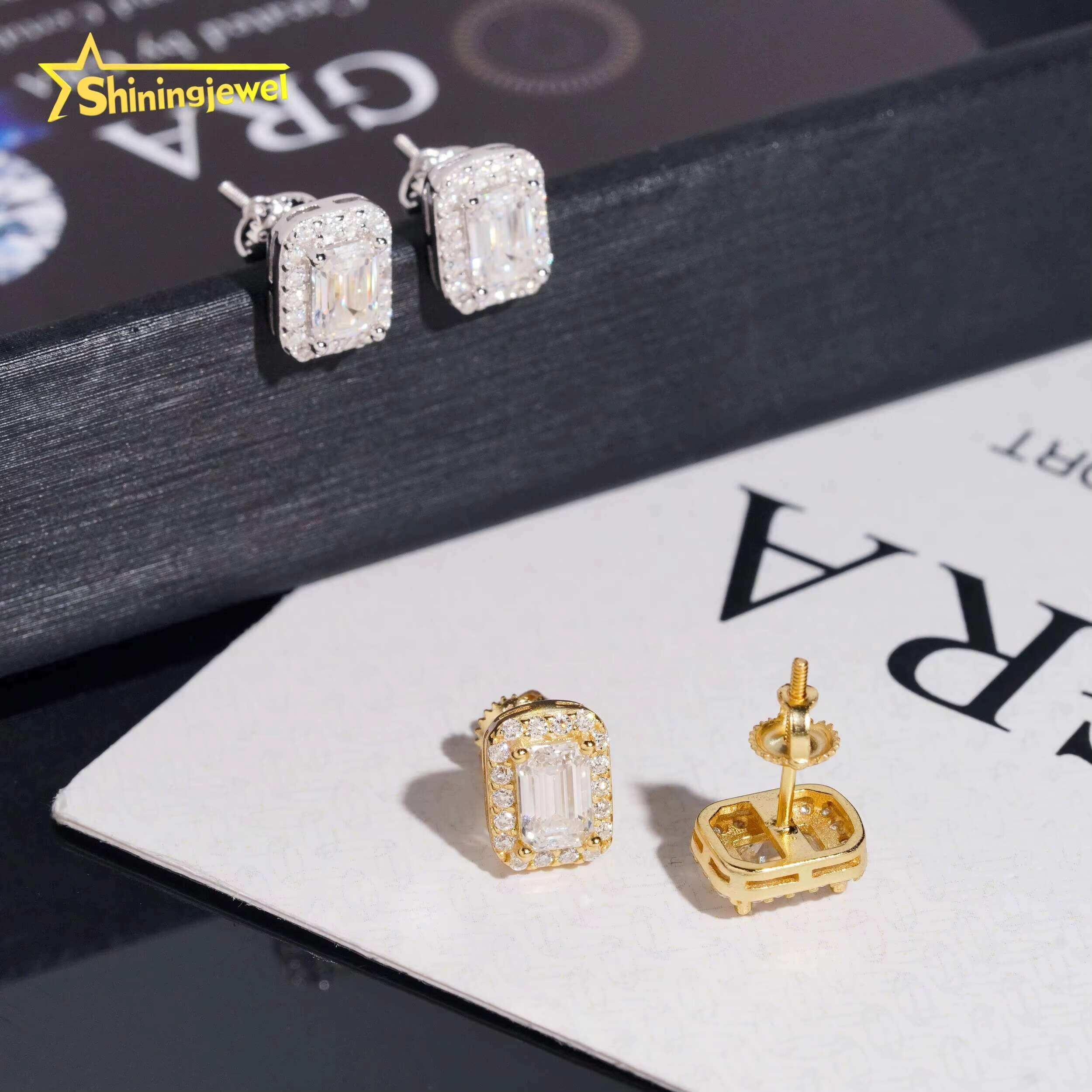 High Grade Fine Jewelry Pass Tester Stocks 925 Sterling Silver VVS Diamond Moissanite Stud Earring Men Earrings