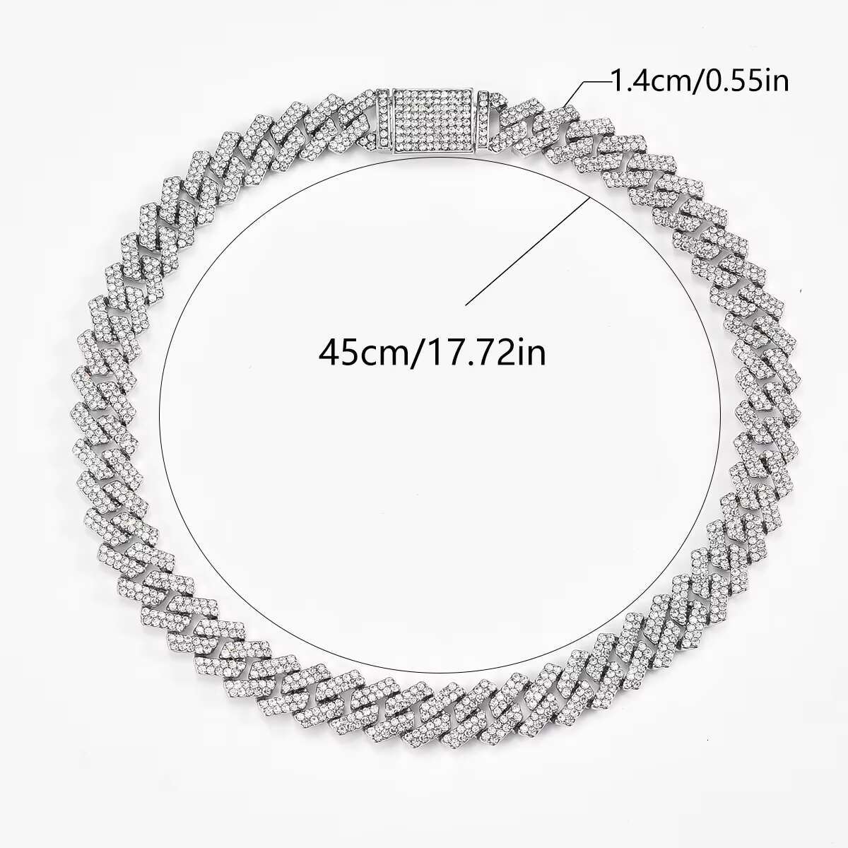 moissanite chain Classic 14mm Diamond Box Buckle Hip Hop Jewelry with Encryption Diamond Shaped Cuban Necklace and Bracelet Fashion Chains