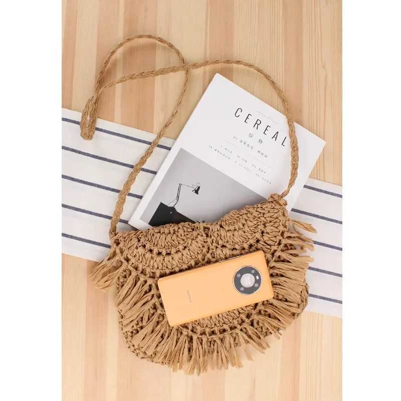Summer Straw Bags For Women Handmade Tassel Beach Bags 2024 Raffia Rattan Woven Handbags Vacation Shoulder Crossbody Bags Clutch XJ250627