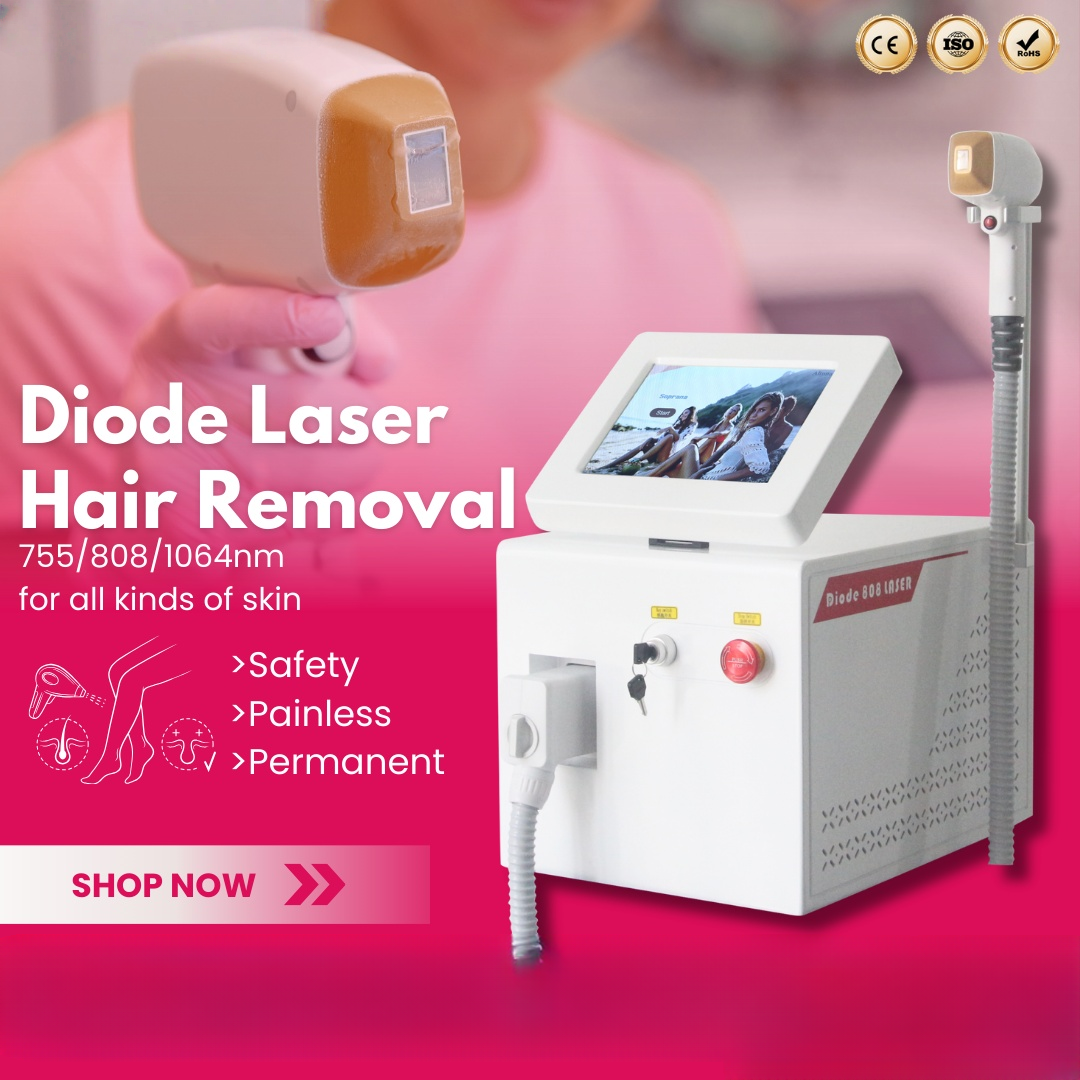 Diode laser hair removal machine 755 808 1064nm portable painless 3 wavelength diode laser CE certified salon