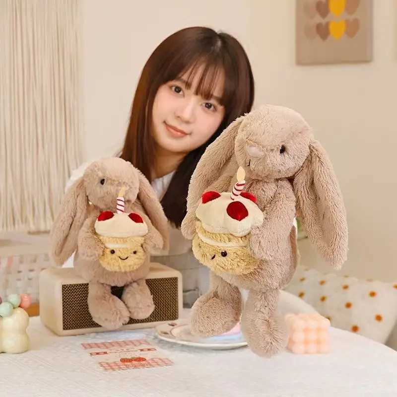 30cm simulated rabbit figurine with cake filling plush toy figurine cartoon anime cute pillow childrens gift fun doll X250628
