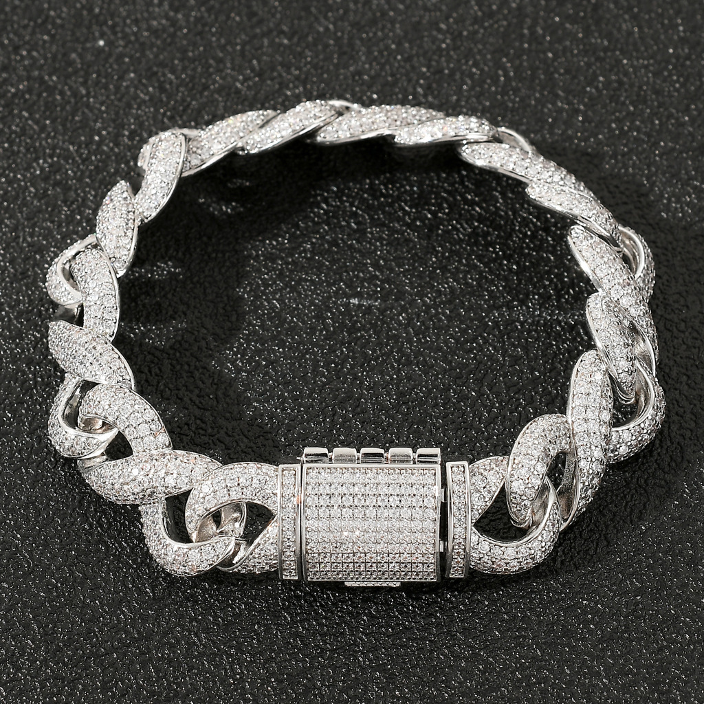 New Arrival Infinity Cuban Chain Hip Hop Bracelet Moissanite Iced Out 18K Gold Plated Statement Jewelry Passes the diamond tester