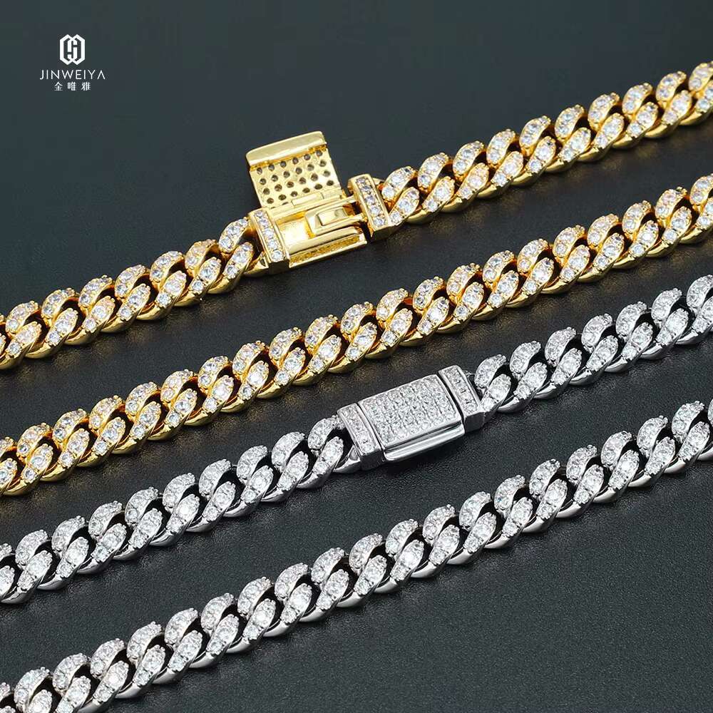 2025 New Design Custom S925 Silver Hip Hop Style Moissanite Cuban Necklace