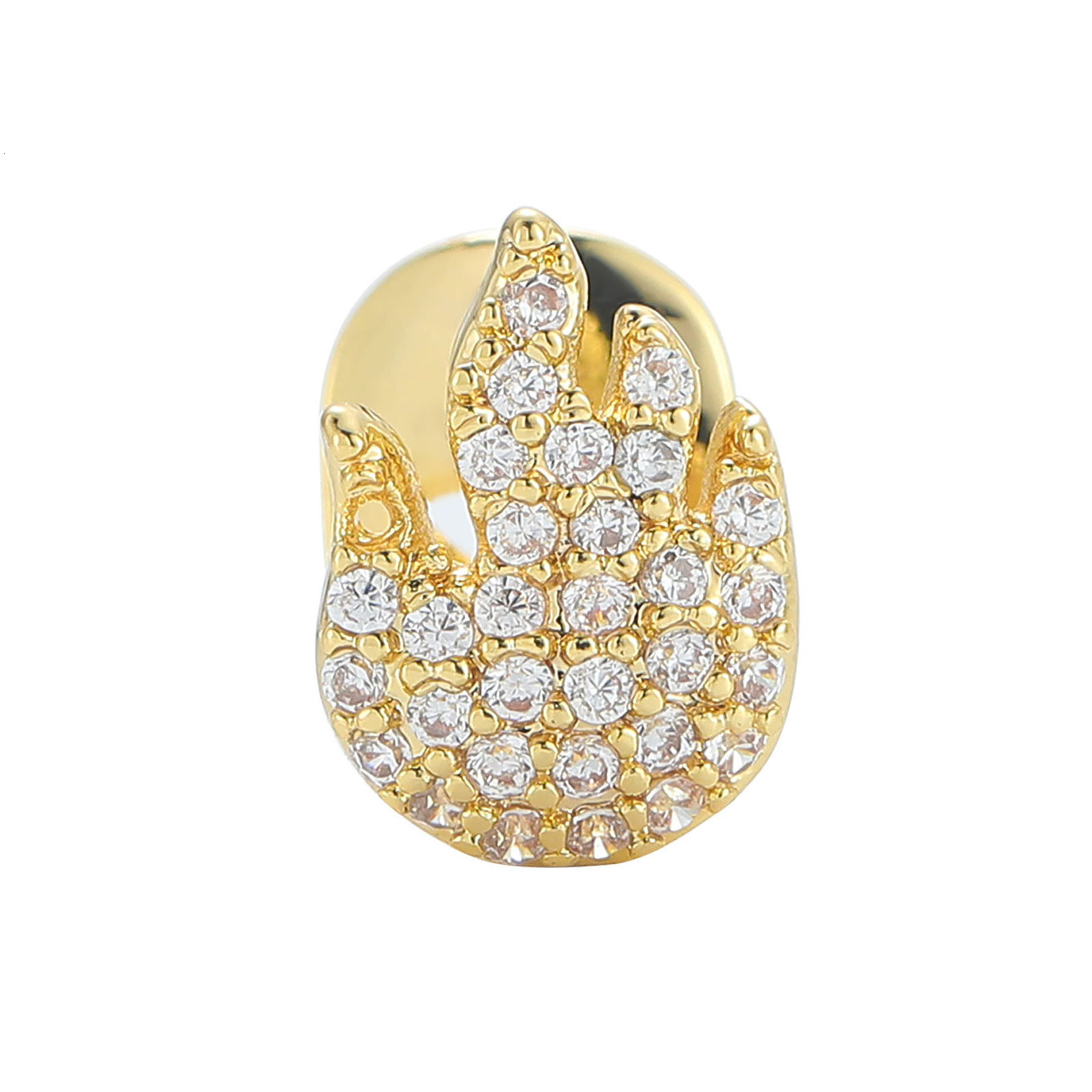 Halloween Quirky Flame Single Tooth Grillz Iced Out Hip Hop Gold Teeth Personalized Accessories