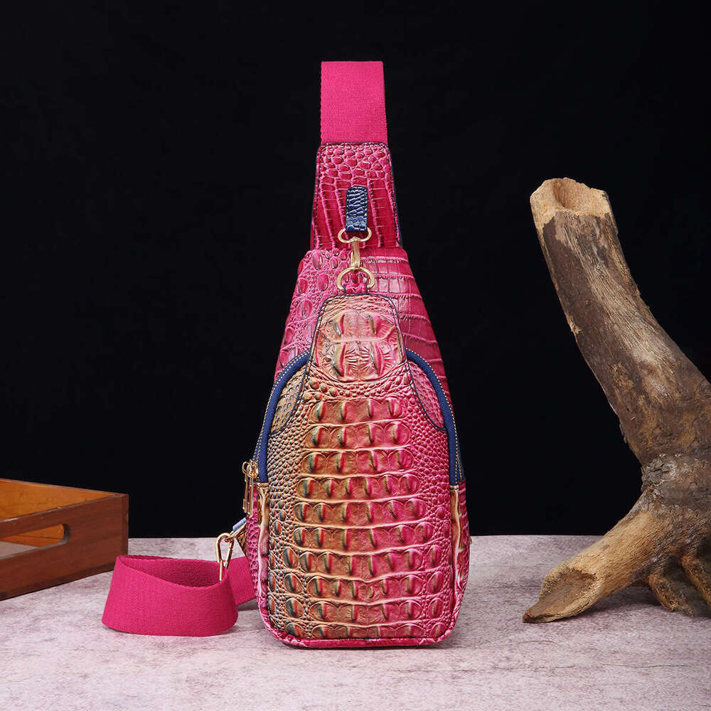 Fashion Wide Strap Women S Chest Waist Crossbody Bag Crocodile Pattern Brahmin