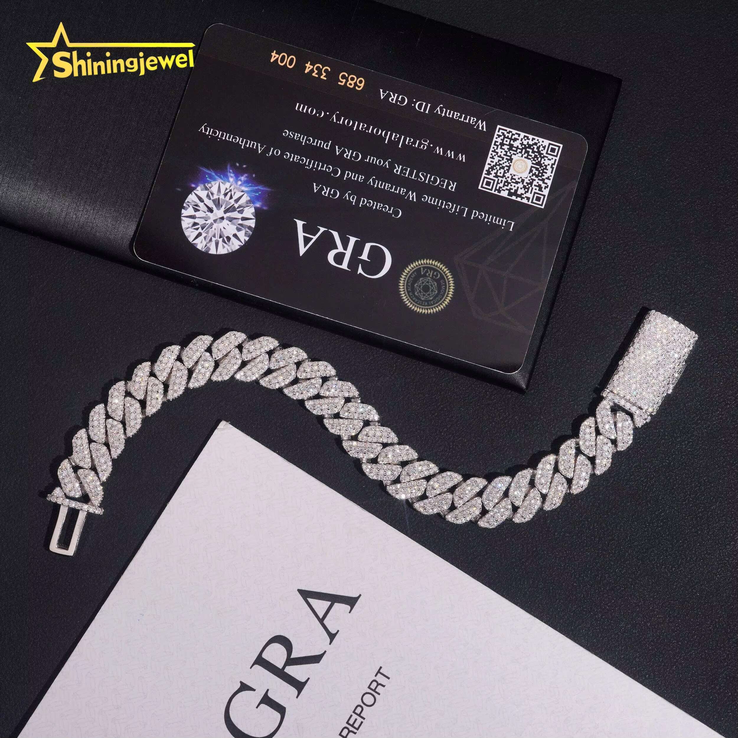 Pass Diamond Tester 10mm Cuban Link Chain 925 Sterling Silver Moissanite Hip Hop Jewelry Men Fashion Chain Necklace