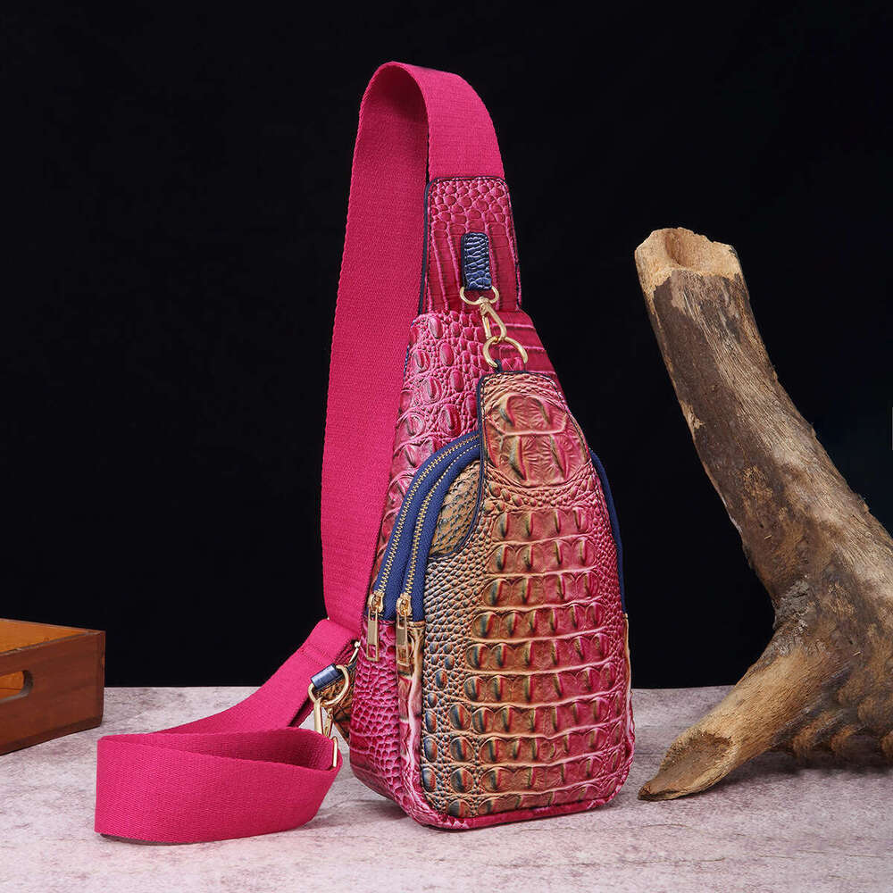 Fashion Wide Strap Women S Chest Waist Crossbody Bag Crocodile Pattern Brahmin
