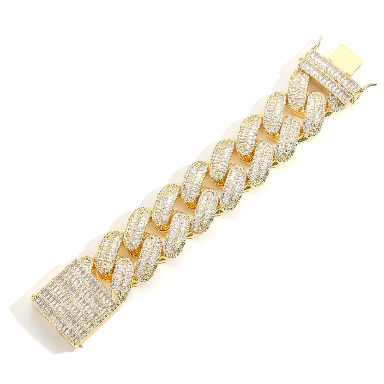 40MM Oversized Hip Hop Punk Cuban Chain Full Pave VVS Moissanite Iced Out Luxury Real Gold-Plated Men's Statement Bracelet Passes the Diamond Tes