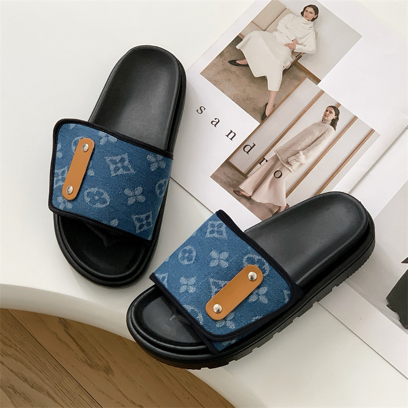 new free shipping designer slippers outdoor indoor casual sandals breathable beach shoes fashion vintage sliders for woman black blue pink coffee