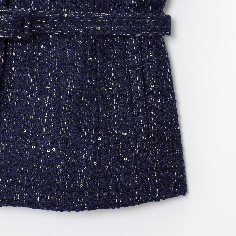 2025 Spring/Summer New Product Casual Women's Small Fragrant Coat Round Neck Buckle Pocket Decoration