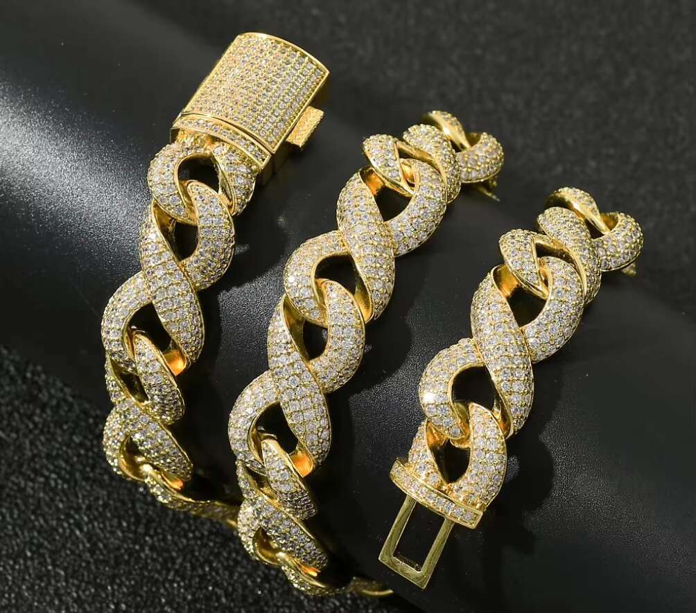 15MM ICED Infinity Stylish Mens Moissanite Cuban Link Chain Necklace