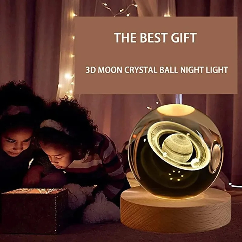 Crystal ball 6cm 3D Planet Night Light Laser Engraved Solar System Globe Advanced Decoration Graduation GiftAstronomy 250618