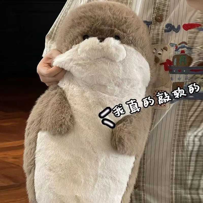 Kawaii Cartoon Sea Creature Sea Otter Plush Doll Pillow Blue Seal Sea Otter Stuffed Animal Birthday Gift For Boys And Girls Y250627