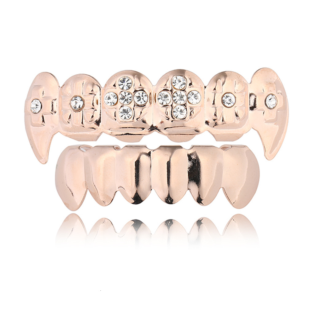 18k gold plated hip hop grillz iced out moissanite vampire fangs premium gold teeth rapper accessories Pass the diamond tester
