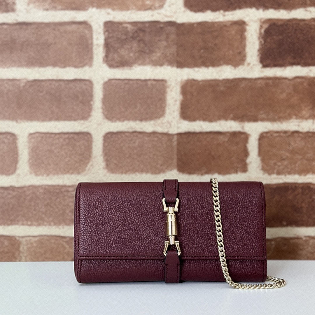 Top Quality Genuine Leather Long Wallet On Chain Belt 652681 Jacki Cowhide Shoulder Crossbody Bag Evening Party Clutch Envelope Purses And Handbags Card Holder 3247