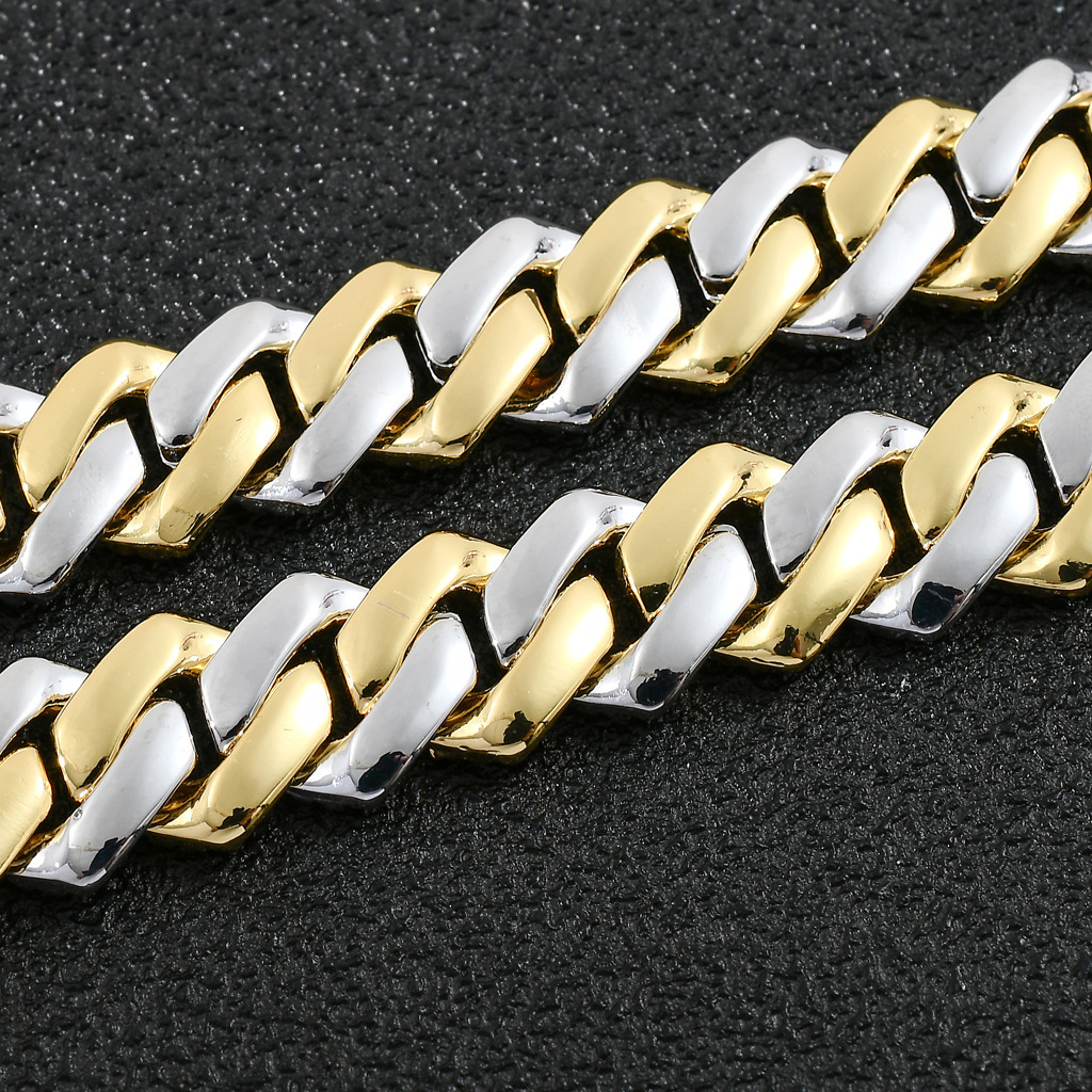 14mm Iced Out Luxury Bar Shaped Cuban Link Chain Moissanite Bling Men's Bracelet Platinum Real Gold Two Tone Pass the diamond tester