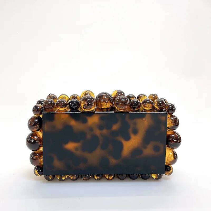 Acrylic clutch bag women designer evening party beaded purse 2022 new pink green purple pearl color