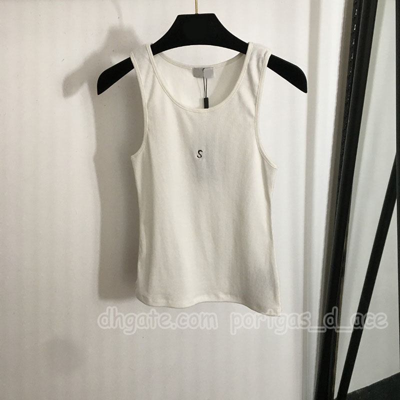 Slim Fit Pit Stripe Cotton Vest Women Letters Embroidered Tank Tops Summer Sporty Slim Fit Black Singlet