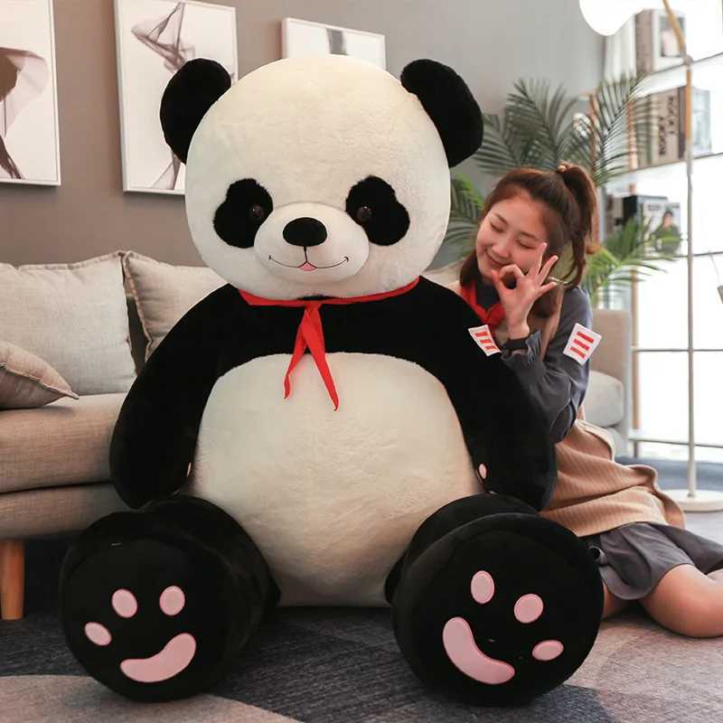 80/100cm Giant Size Cute Panda Plush Toys Animal Stuffed Dolls Soft Pillow Cushion Bear Doll For Boys GIRL Present Gift Y250627