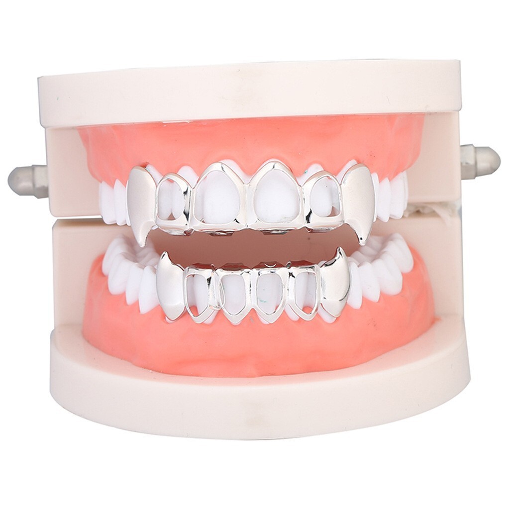 New Arrival Hip Hop Hollow Fangs Gold Grillz Halloween Masquerade Trendy Dental Accessories Rapper Costume Accessories