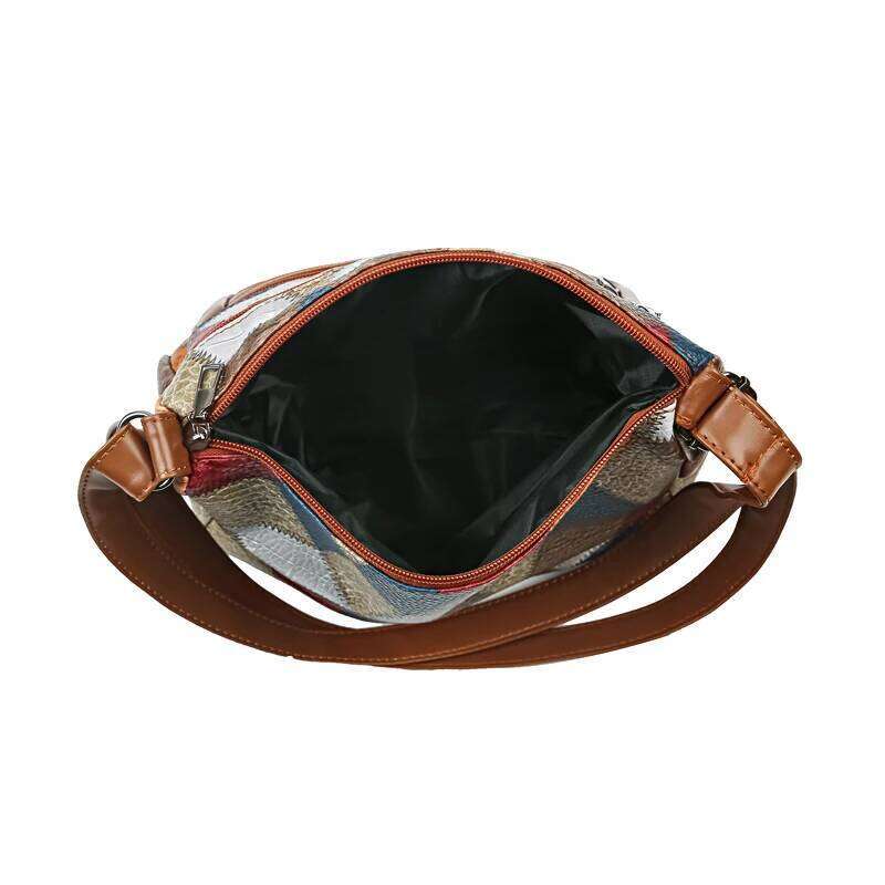 Neutral style men's and women's casual shoulder PU leather patchwork, crossbody bag, simple design