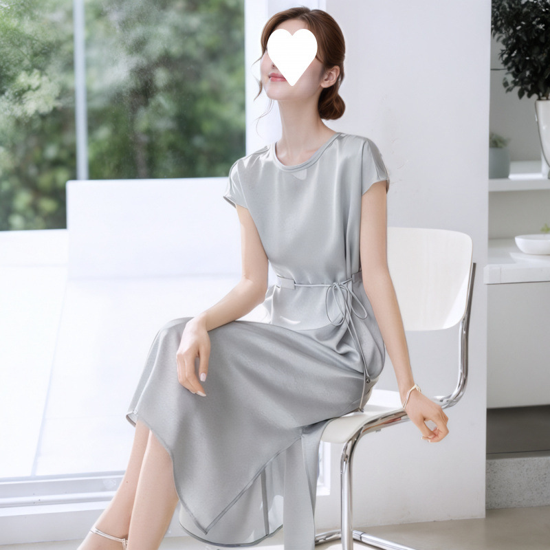 MU54 Summer new Chinese design glossy dress fashionable medium length