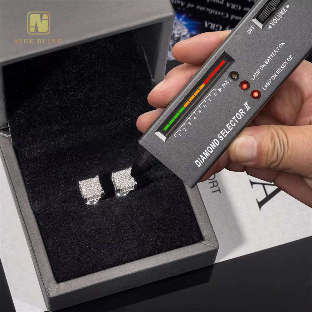 Ice Out Moissanite Ear Stud VVS Sparkly Jewelry S925 Sterling Silver Gold Plated Round Cut Diamond Stud Earrings for Women