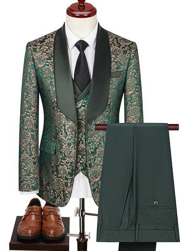 Bronzing Mens Suit Blazer Wedding Groom Tuxedo 3-piece Blue Formal Party Dress XS-5XL Elegant Mens Custom Set X250220