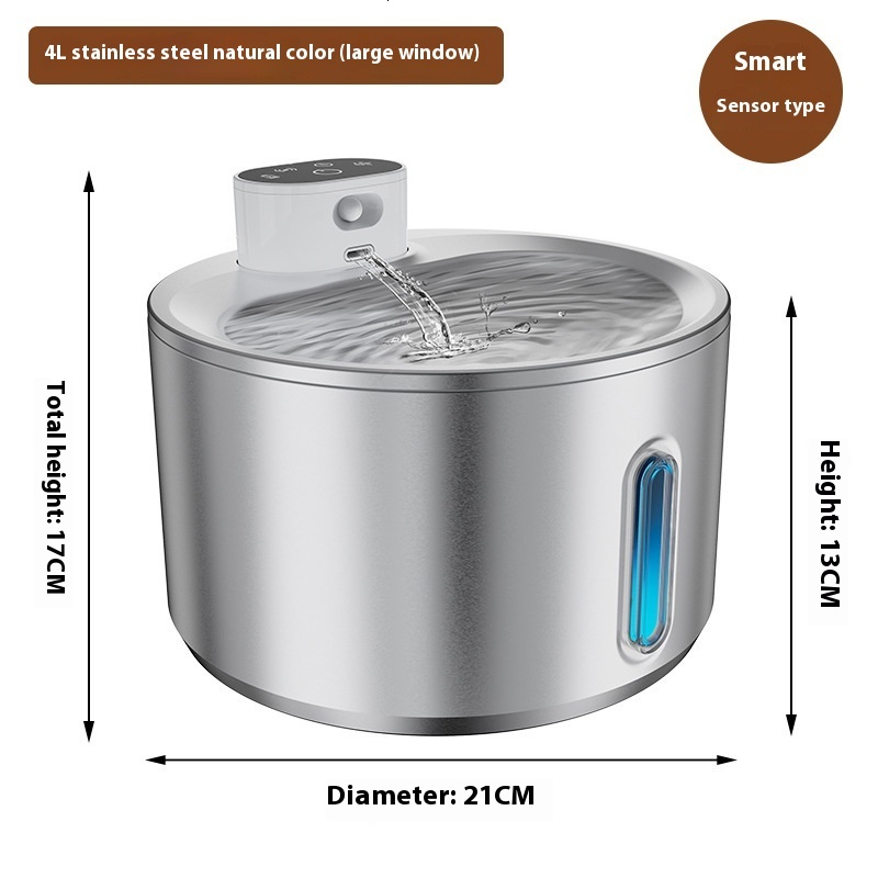 Smart Sensor Pet Bottle Cat Drinking Fountain Stainless Steel Dog Automatic Water Dispenser Self-Circulating