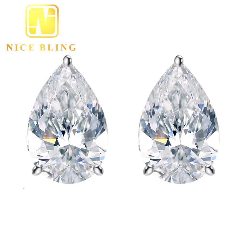 925 Sterling Silver Luxury Ear Studs VVS GRA Gertificate Pear Cut Women Custom Fine Jewelry Moissanite Stud Earring for Women