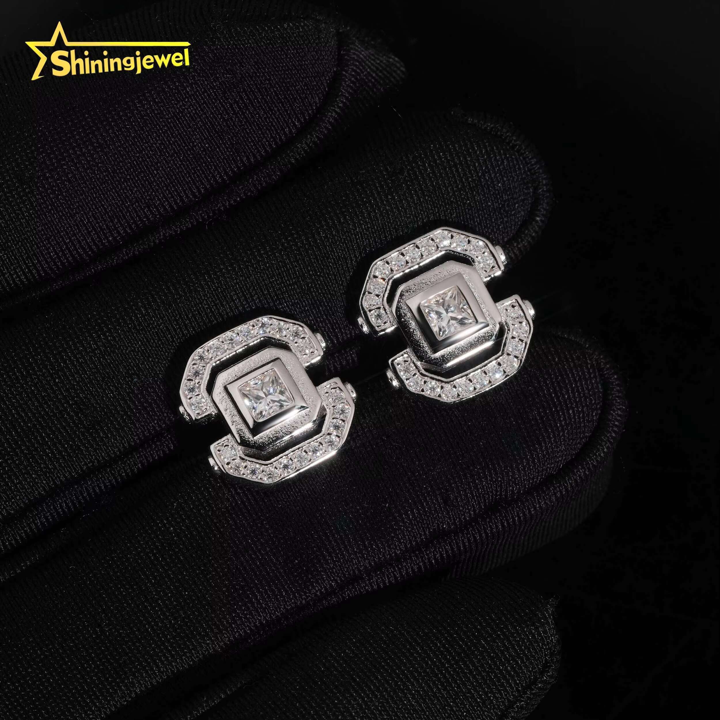 Wholesale Factory Price 925 Silver Fashion Jewelry Moissanite Diamond Hip Hop Stud Earrings