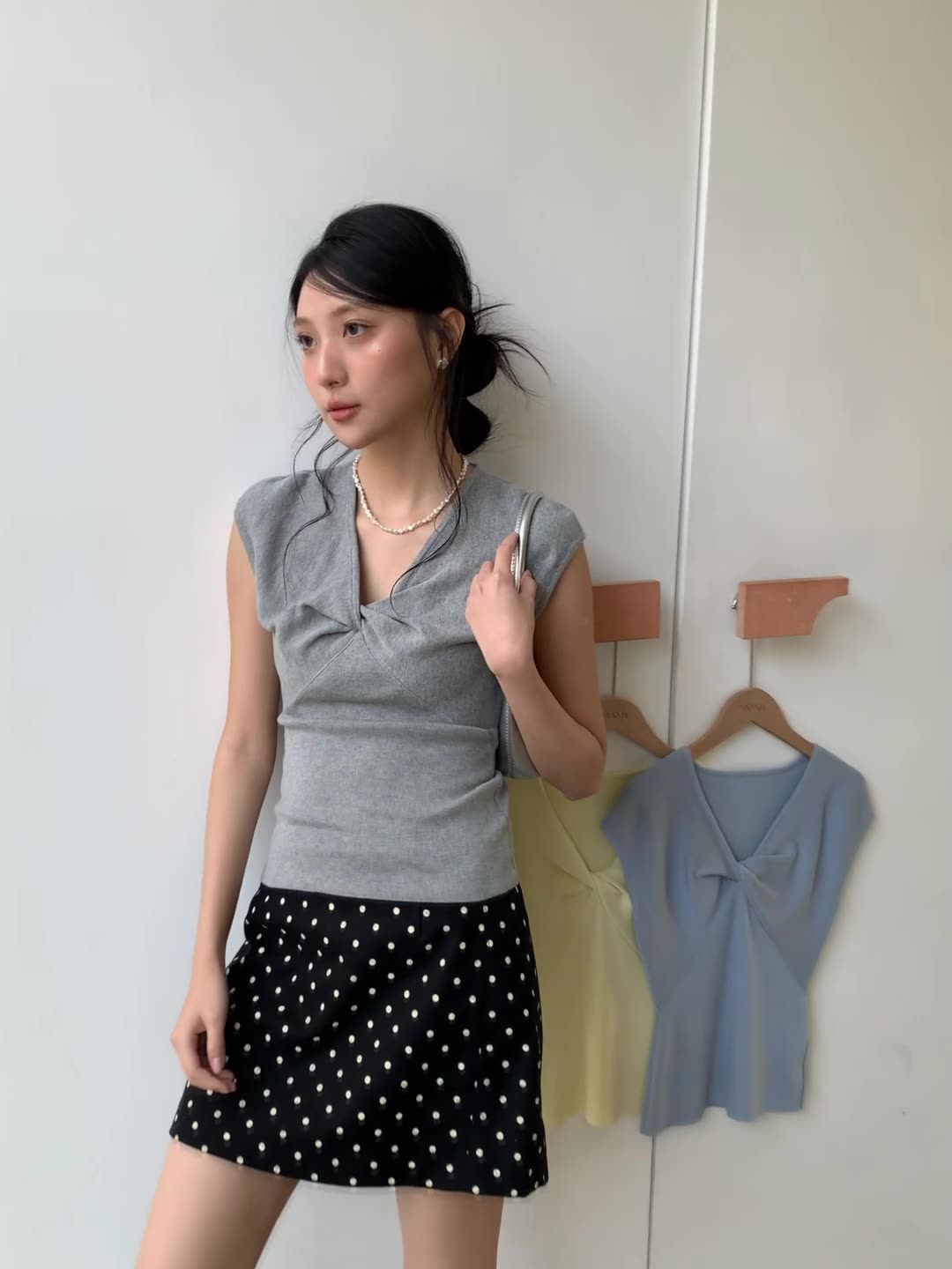 DR170 Sleeveless Sweater Women Korean Style All-match Solid Color V-neck Top