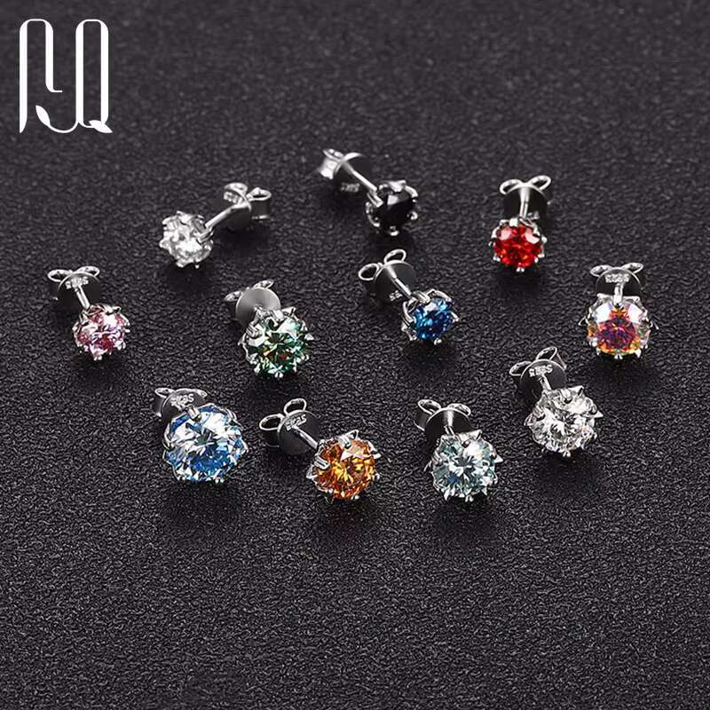 Wholesale Jewelry Red Yellow Black Green Champagne Aquamarine Blue Purple Rainbow Tanzanite Blue Pink Color Moissanite Earrings
