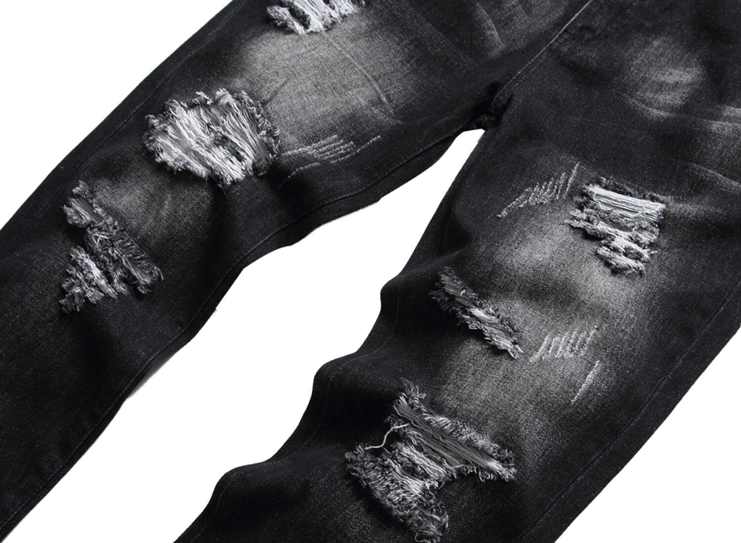 Designer jeans, luxurious pants, sporty and casual pants, men's worn-out jeans, retro washed slim-fit straight-leg jeans, blue jeans, torn trouse