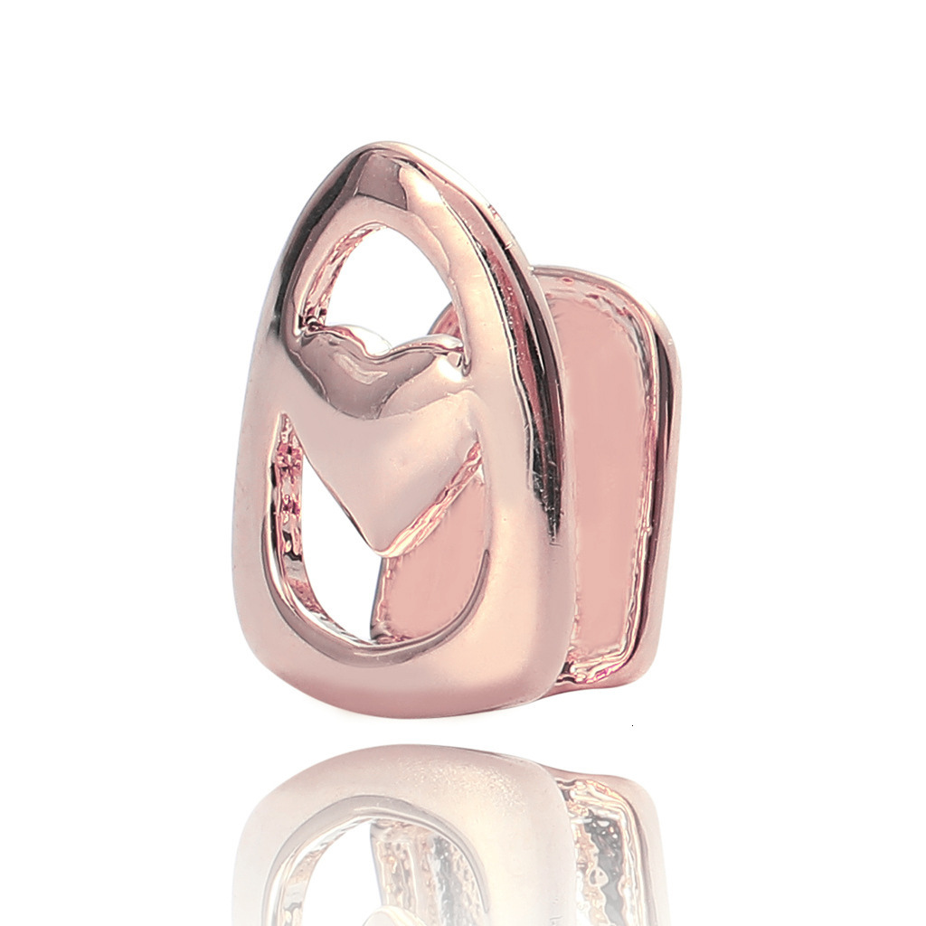 Hip Hop Hollow Heart Single Gold Tooth Grillz 18k Solid Gold Rapper Bling Accessories Custom Gold Grillz Pass the diamond tester