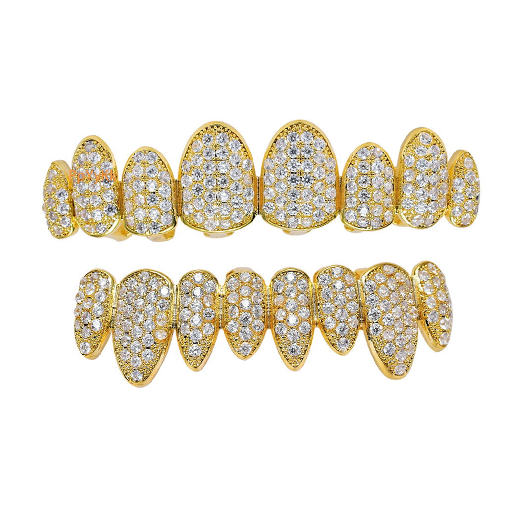 New Arrival Irregular 8 Tooth Micro Paved Hip Hop Grillz with VVS Moissanite Halloween Rapper Costume Accessories
