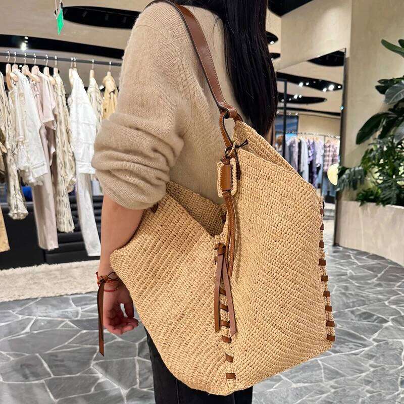 2025 New French Fashion Straw Shoulder Bags Summer Beach Vacation, Large Capacity Handheld Tote Bag For Women Trendy