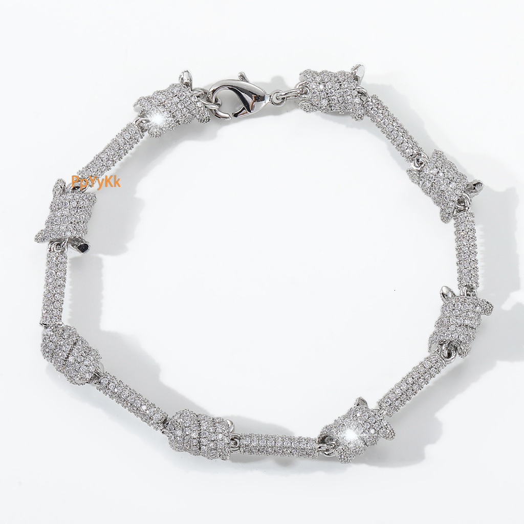 Unisex Iron Wire Chain Unique Cuban Link Double Sided Iced Out Moissanite Bling Bling Jewelry Bracelet Hip Hop Accessory Pass the diamond tester