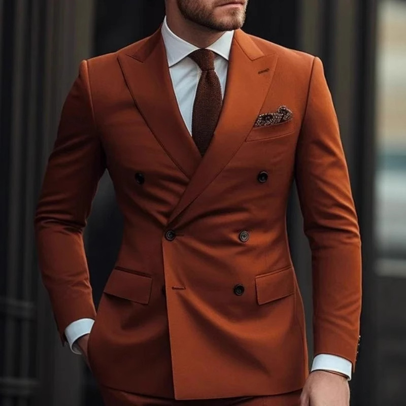 Men's Two-Piece Casual Business British Style Suit Groomsman Host High-End Formal Wear