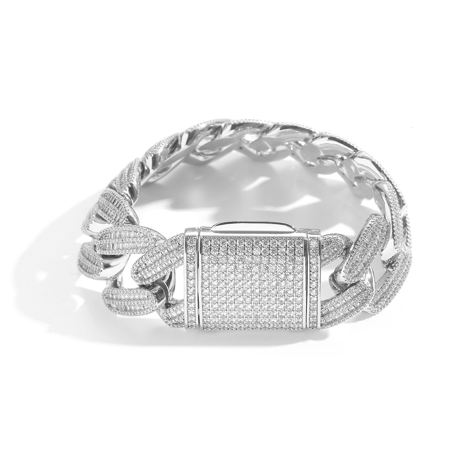 26MM Heavyweight T-Square Moissanite Cuban Chain Hip Hop Iced Out Clavicle Chain Men's Statement Bracelet Pass the diamond tester