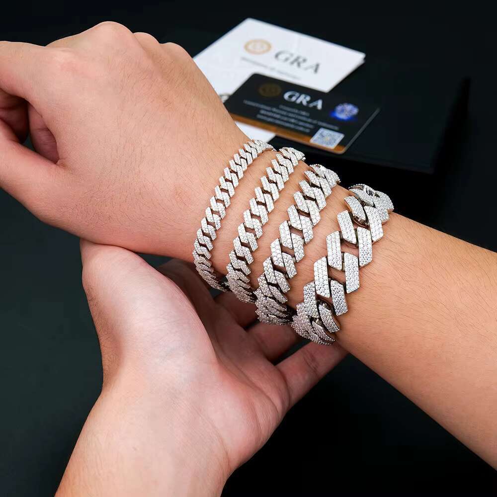 14MM Wholesale Vvs Moissanite Clover Cuban Bracelet Link Chain Men Women Custom Hip Hop Style Iced Out Cuban Necklace Fine Jewelry